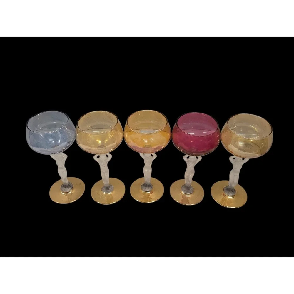 SET OF 5  BAYEL FRANCE PATTERN BACHANTE NUDE GLASSES